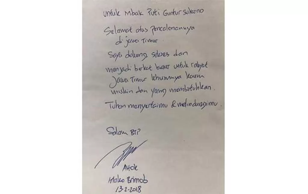 Surat ‘Cinta’ Ahok Untuk Puti